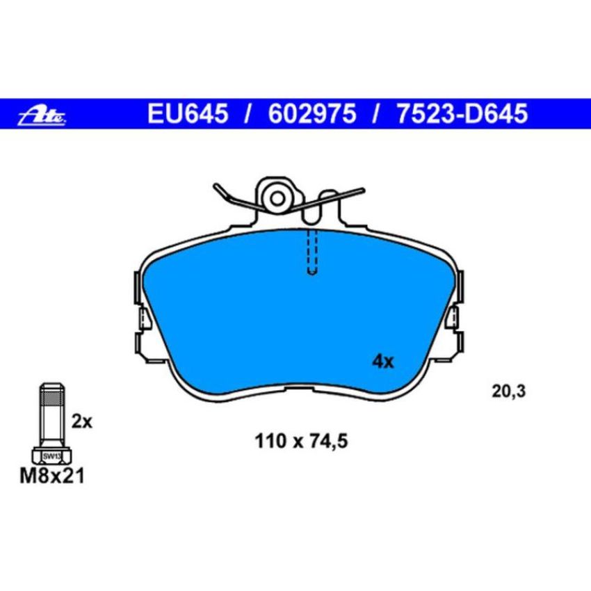 ATE 602975 ATE Original Semi-Metallic Front Disc Brake Pad Set 602975 for Mercedes-Benz