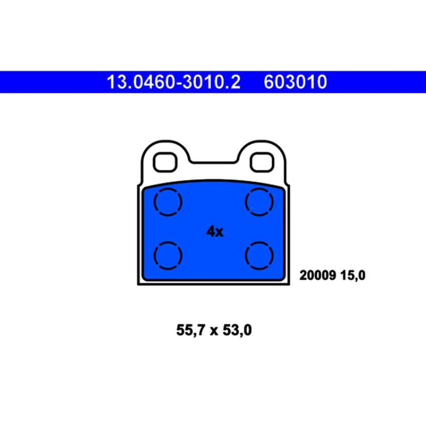 ATE 603010 ATE Semi-Metallic Front Disc Brake Pad Set 603010 for Opel, Saab, Volkswagen