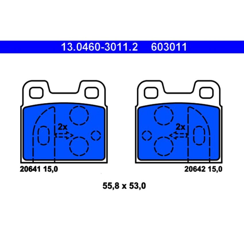 ATE 603011 ATE Original Semi-Metallic Rear Disc Brake Pad Set 603011 for Alfa Romeo