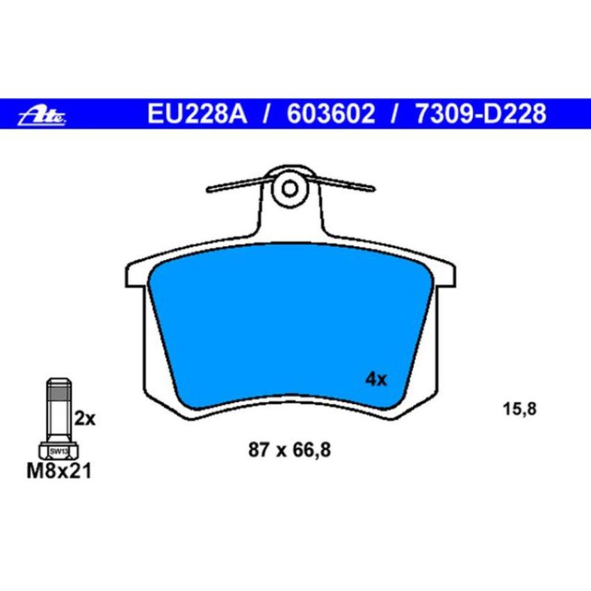 ATE 603602 ATE Original Semi-Metallic Rear Disc Brake Pad Set 603602 for Audi