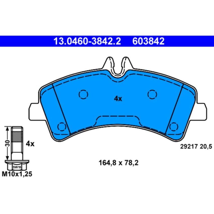 ATE 603842 ATE Original Semi-Metallic Rear Disc Brake Pad Set 603842 for Mercedes-Benz