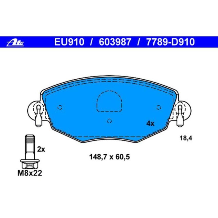 ATE 603987 ATE Original Semi-Metallic Front Disc Brake Pad Set 603987 for Jaguar
