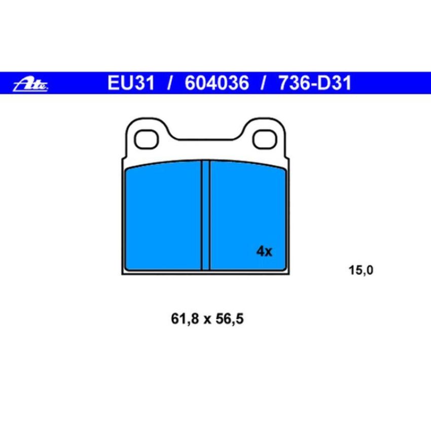 ATE 604036 ATE Original Semi-Metallic Rear Disc Brake Pad Set 604036 for Mercedes-Benz