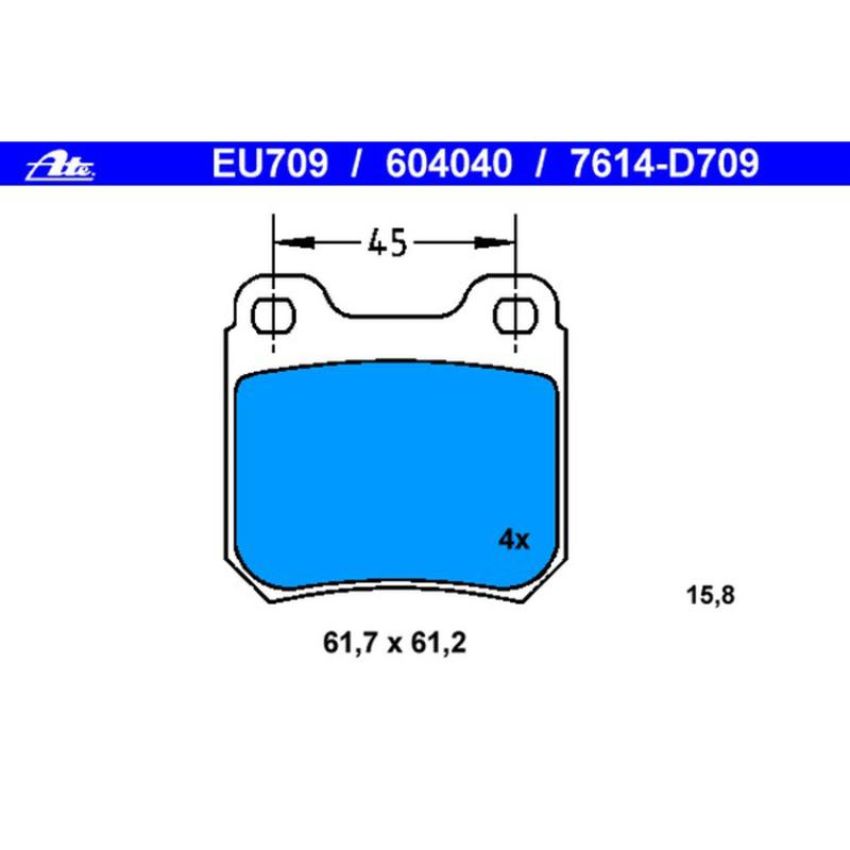 ATE 604040 ATE Semi-Metallic Rear Disc Brake Pad Set 604040 for Cadillac, Saab, Saturn