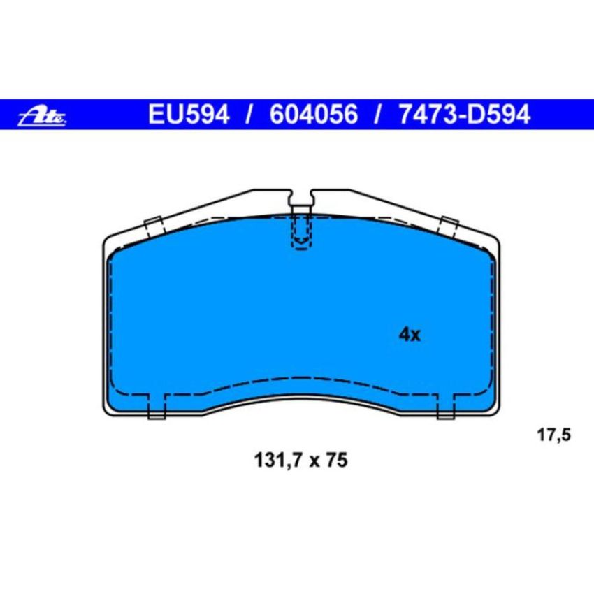 ATE 604056 ATE Original Semi-Metallic Front Disc Brake Pad Set 604056 for Plymouth, Porsche