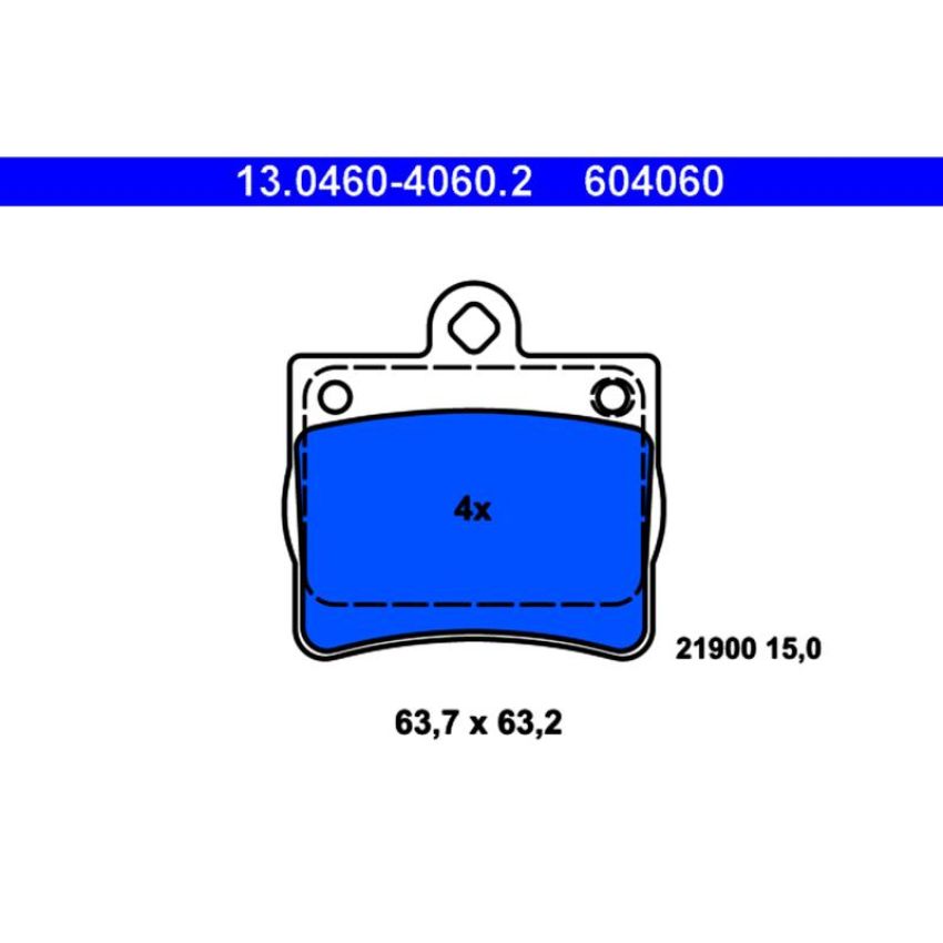 ATE 604060 ATE Original Semi-Metallic Rear Disc Brake Pad Set 604060 for Mercedes-Benz