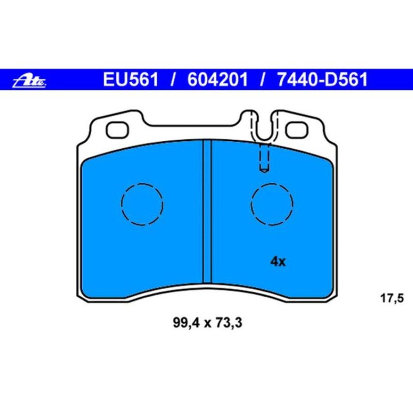 ATE 604201 ATE Original Semi-Metallic Front Disc Brake Pad Set 604201 for Mercedes-Benz