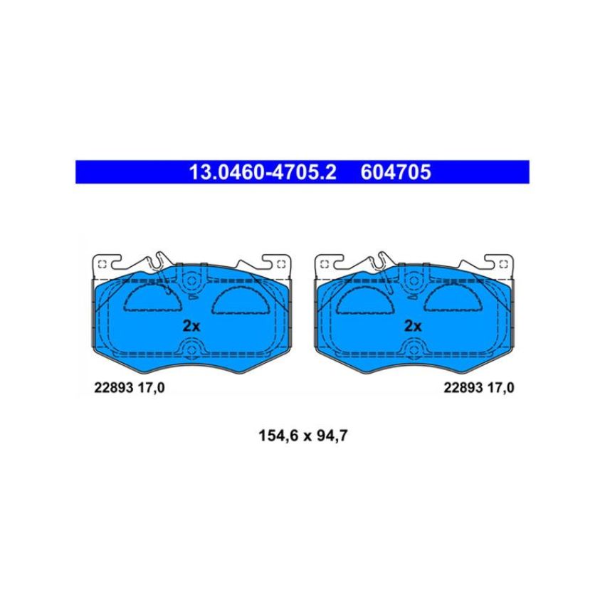 ATE 604705 ATE Original Semi-Metallic Front Disc Brake Pad Set 604705 for Mercedes-Benz