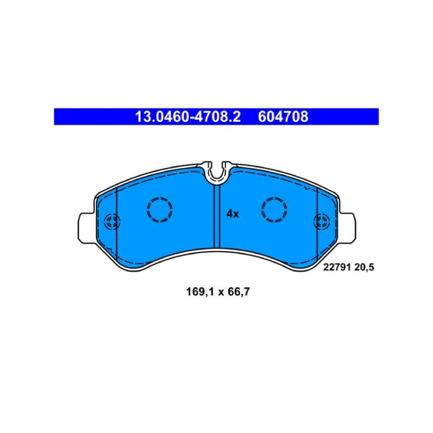 ATE 604708 ATE Original Semi-Metallic Rear Disc Brake Pad Set 604708 for Mercedes-Benz