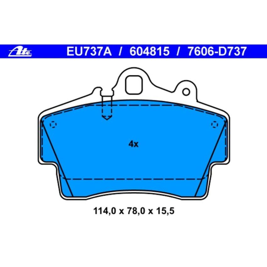 ATE 604815 ATE Original Semi-Metallic Front Disc Brake Pad Set 604815 for Porsche