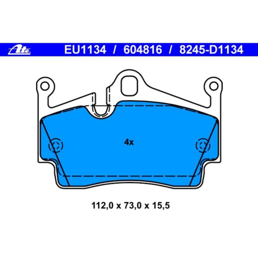ATE 604816 ATE Original Semi-Metallic Rear Disc Brake Pad Set 604816 for Porsche