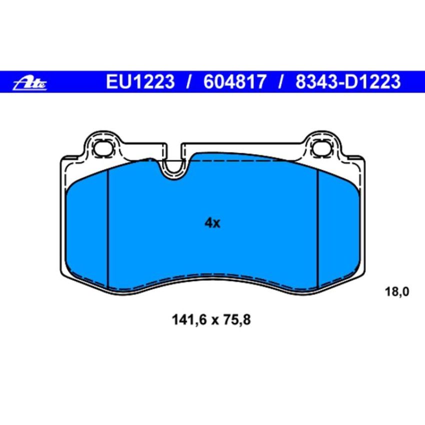 ATE 604817 ATE Original Semi-Metallic Front Disc Brake Pad Set 604817 for Mercedes-Benz