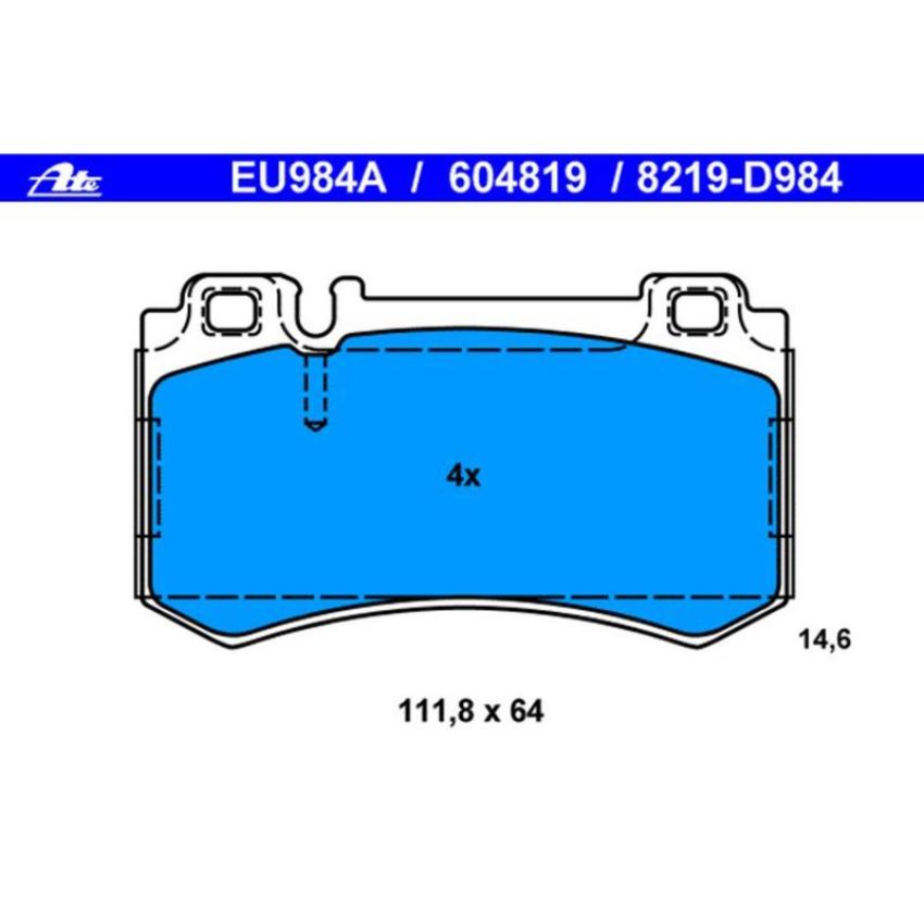 ATE 604819 ATE Original Semi-Metallic Rear Disc Brake Pad Set 604819 for Mercedes-Benz