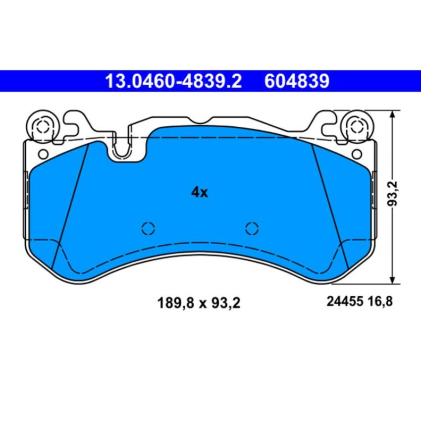 ATE 604839 ATE Semi-Metallic Front Disc Brake Pad Set 604839 for Audi, Mercedes-Benz