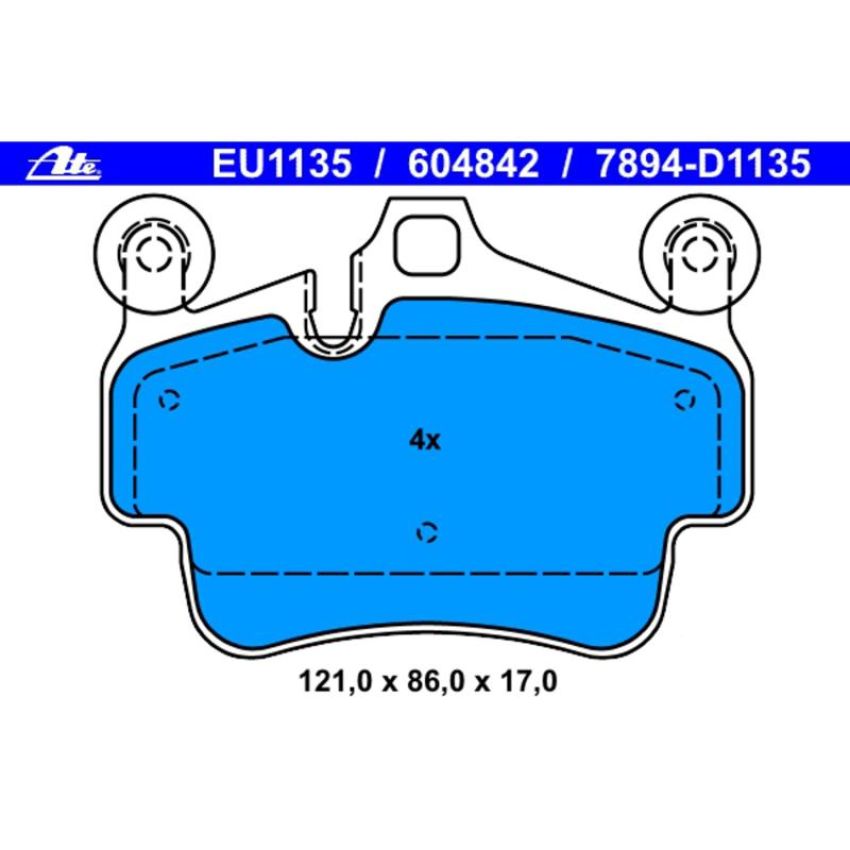 ATE 604842 ATE Original Semi-Metallic Front Disc Brake Pad Set 604842 for Porsche