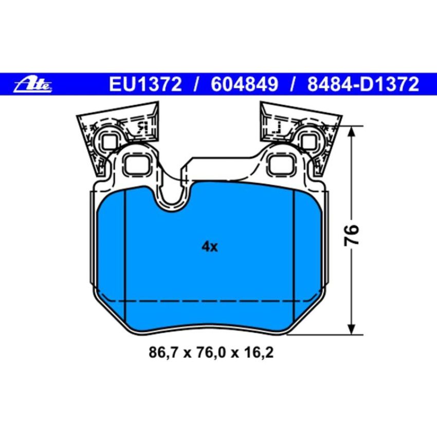ATE 604849 ATE Original Semi-Metallic Rear Disc Brake Pad Set 604849 for BMW