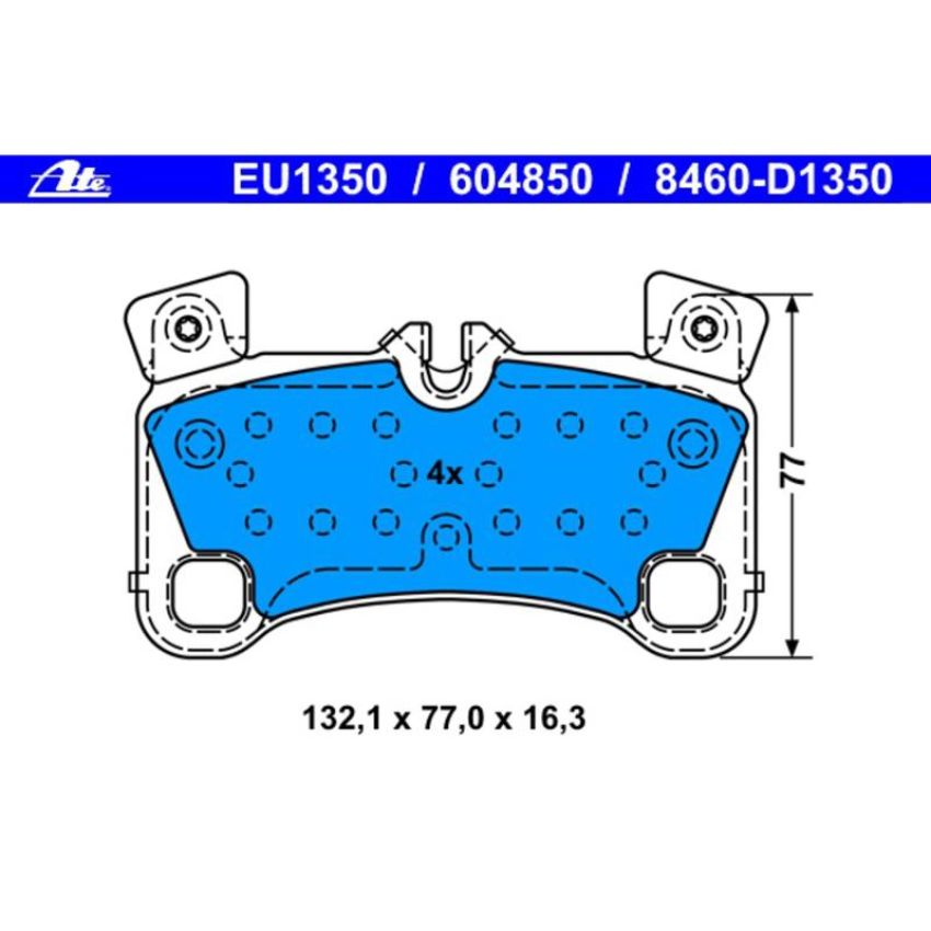 ATE 604850 ATE Original Semi-Metallic Rear Disc Brake Pad Set 604850 for Porsche