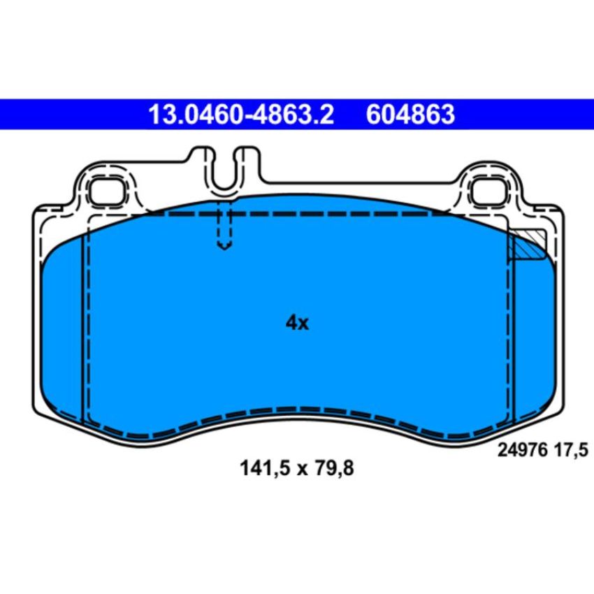 ATE 604863 ATE Original Semi-Metallic Front Disc Brake Pad Set 604863 for Mercedes-Benz