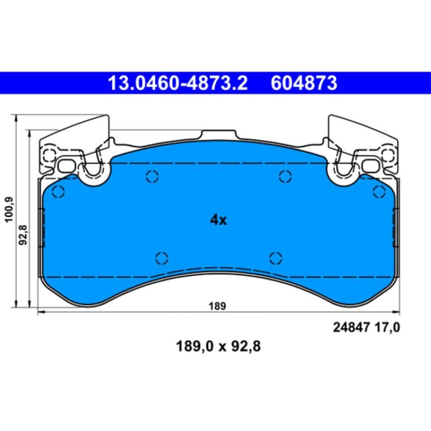 ATE 604873 ATE Original Semi-Metallic Front Disc Brake Pad Set 604873 for Audi