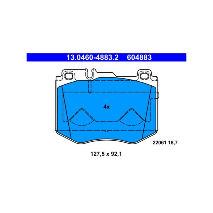 ATE 604883 ATE Original Semi-Metallic Front Disc Brake Pad Set 604883 for Mercedes-Benz