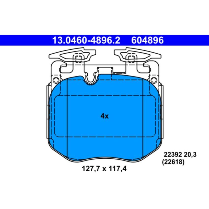 ATE 604896 ATE Original Semi-Metallic Front Disc Brake Pad Set 604896 for BMW