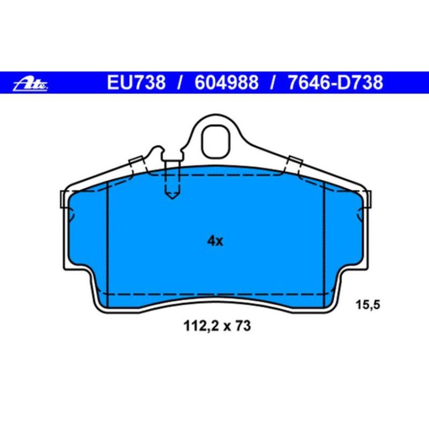 ATE 604988 ATE Original Semi-Metallic Front Disc Brake Pad Set 604988 for Porsche