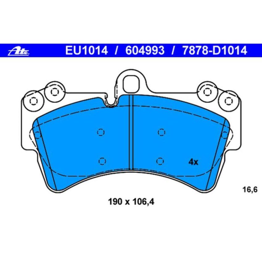ATE 604993 ATE Semi-Metallic Front Disc Brake Pad Set 604993 for Audi, Porsche, Volkswagen