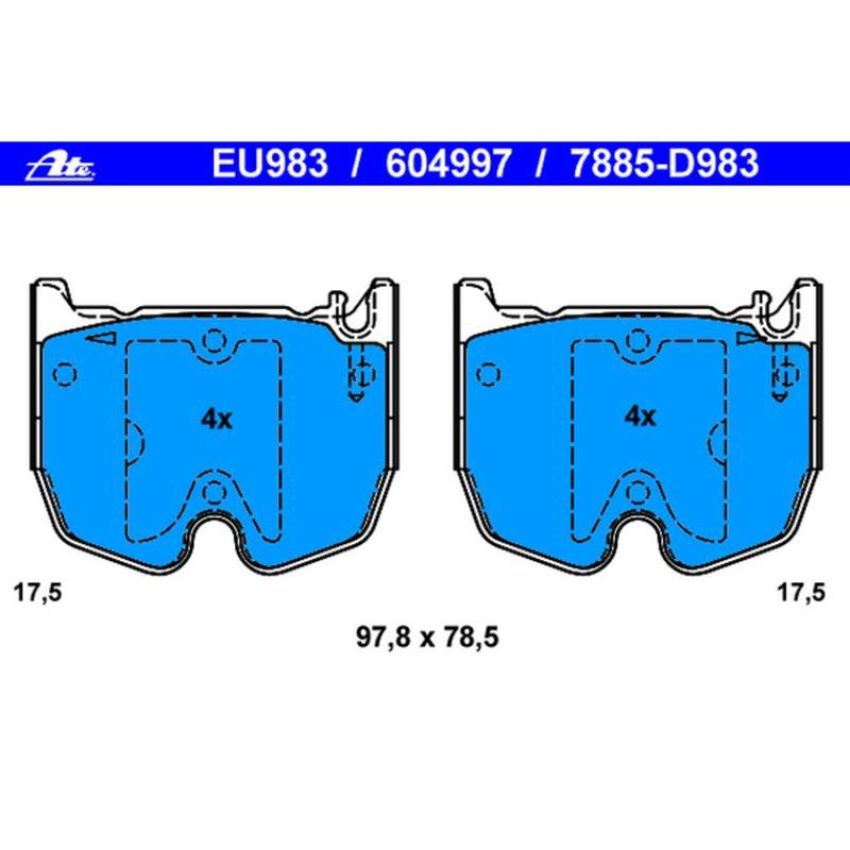 ATE 604997 ATE Original Semi-Metallic Front Disc Brake Pad Set 604997 for Mercedes-Benz