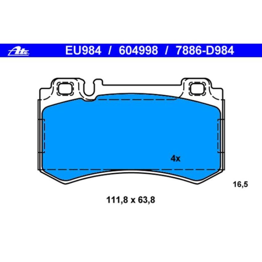 ATE 604998 ATE Original Semi-Metallic Rear Disc Brake Pad Set 604998 for Mercedes-Benz