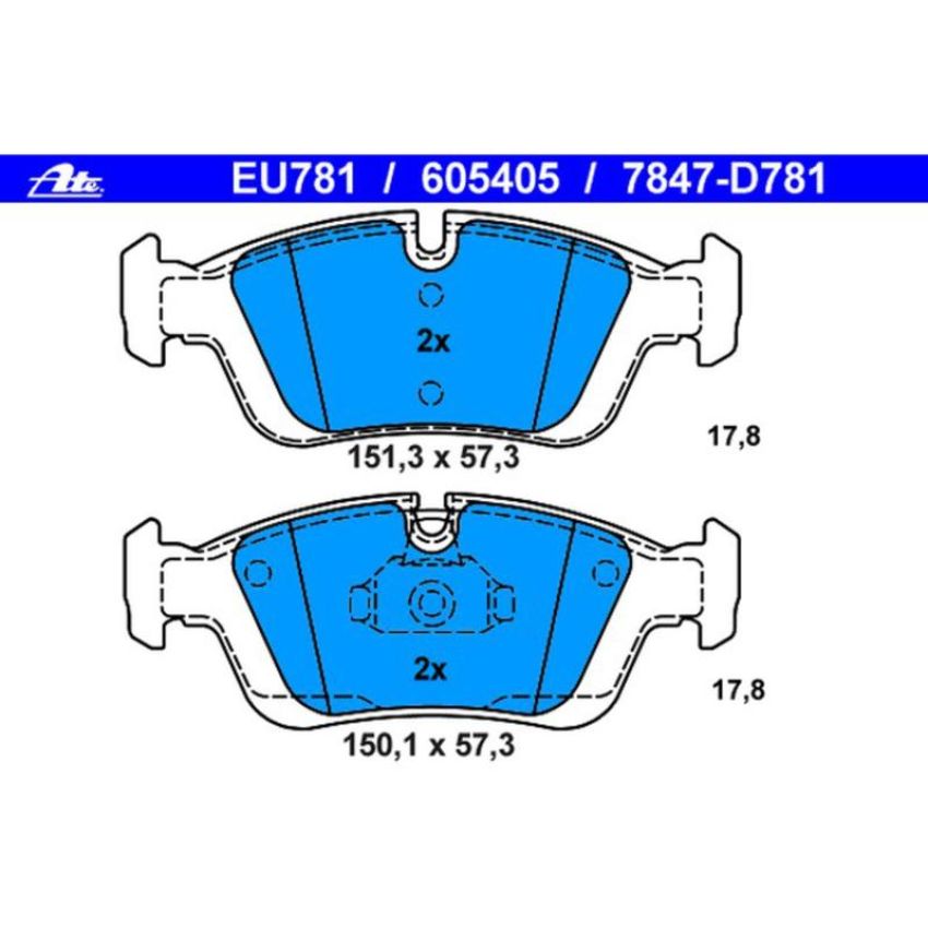 ATE 605405 ATE Original Semi-Metallic Front Disc Brake Pad Set 605405 for BMW
