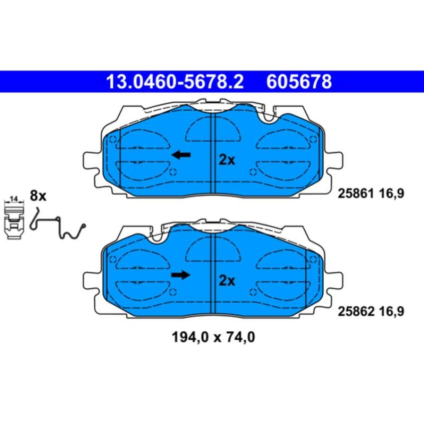 ATE 605678 ATE Original Semi-Metallic Front Disc Brake Pad Set 605678 for Audi