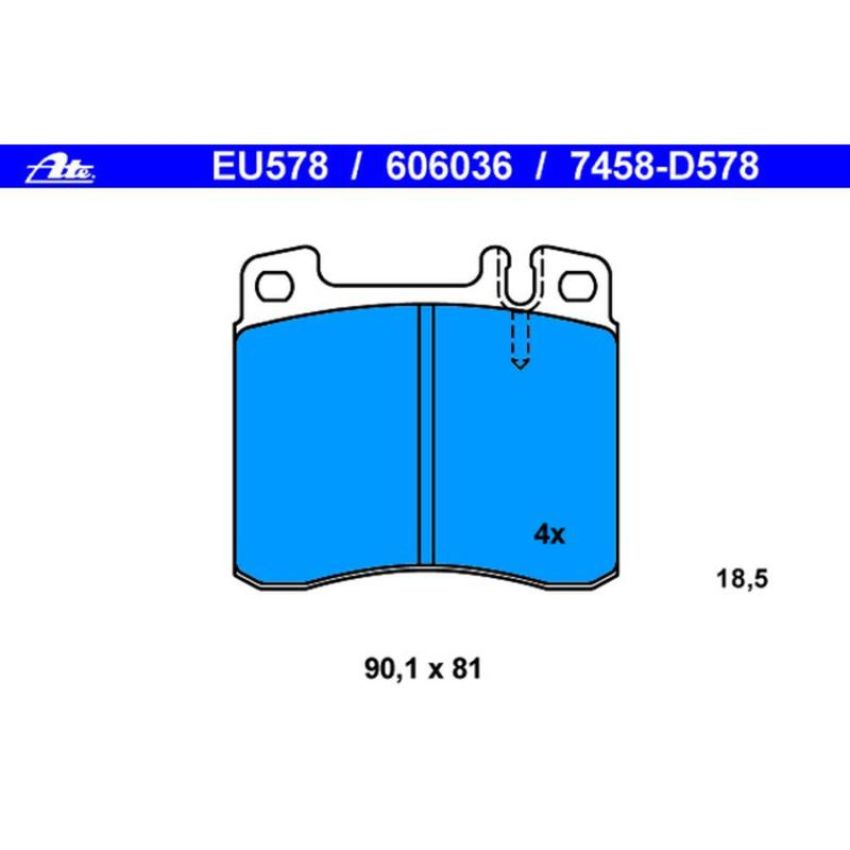 ATE 606036 ATE Original Semi-Metallic Front Disc Brake Pad Set 606036 for Mercedes-Benz