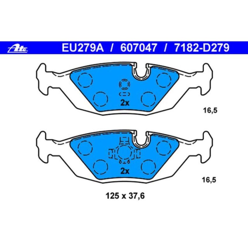 ATE 607047 ATE Original Semi-Metallic Rear Disc Brake Pad Set 607047 for BMW