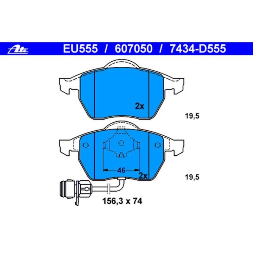 ATE 607050 ATE Original Semi-Metallic Front Disc Brake Pad Set 607050 for Audi