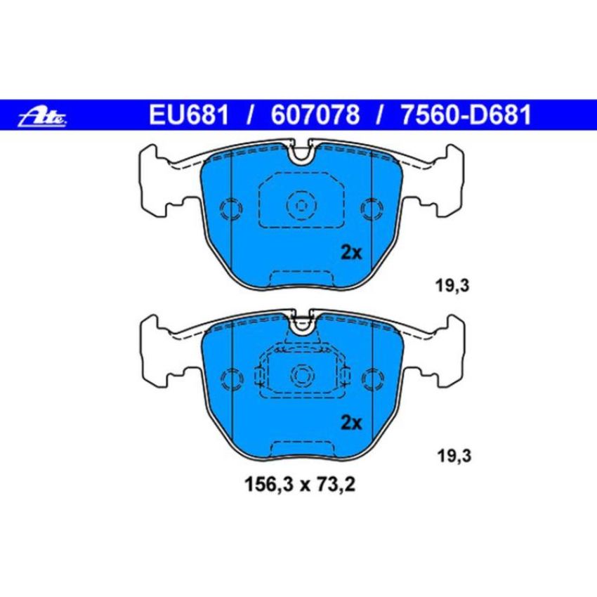 ATE 607078 ATE Original Semi-Metallic Front Disc Brake Pad Set 607078 for BMW