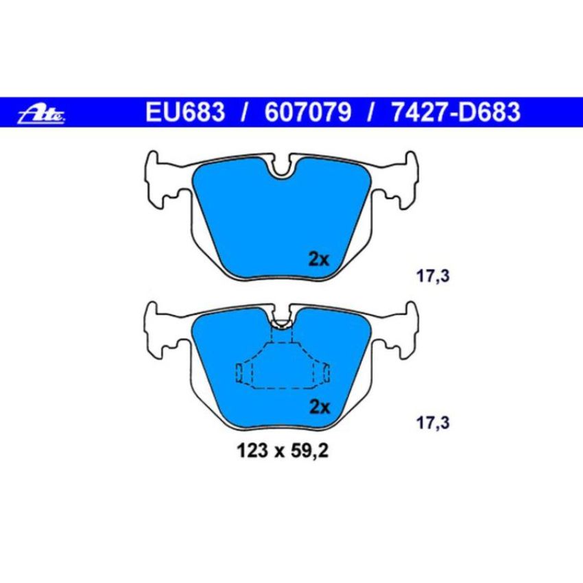 ATE 607079 ATE Original Semi-Metallic Rear Disc Brake Pad Set 607079 for BMW, Land Rover