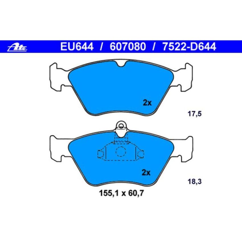 ATE 607080 ATE Original Semi-Metallic Front Disc Brake Pad Set 607080 for Saab