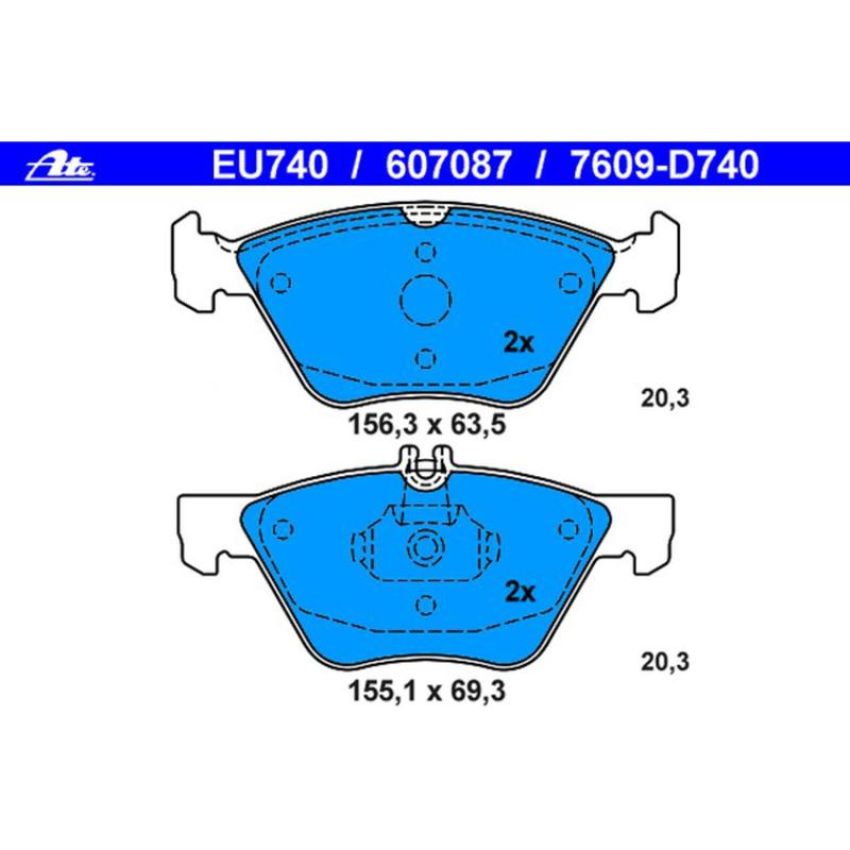 ATE 607087 ATE Semi-Metallic Front Disc Brake Pad Set 607087 for Chrysler, Mercedes-Benz