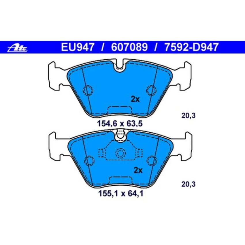 ATE 607089 ATE Original Semi-Metallic Front Disc Brake Pad Set 607089 for BMW