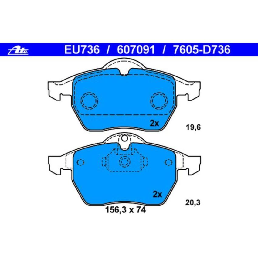 ATE 607091 ATE Original Semi-Metallic Front Disc Brake Pad Set 607091 for Saab