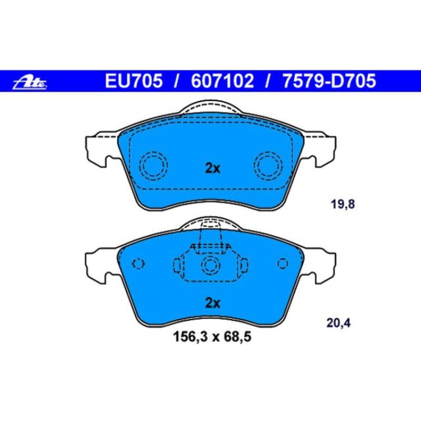 ATE 607102 ATE Original Semi-Metallic Front Disc Brake Pad Set 607102 for Volkswagen