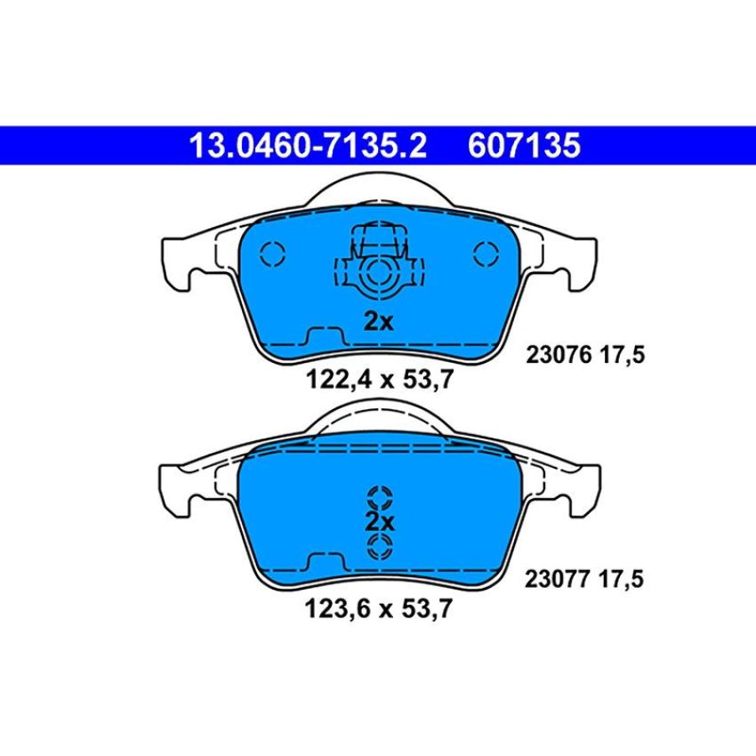 ATE 607135 ATE Original Semi-Metallic Rear Disc Brake Pad Set 607135 for Volvo