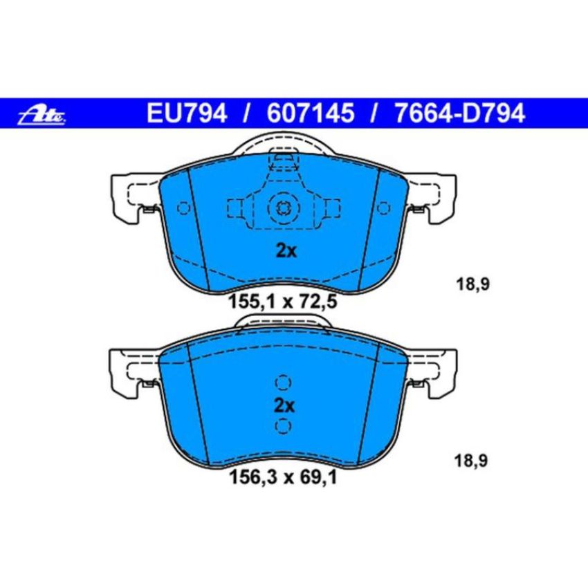 ATE 607145 ATE Original Semi-Metallic Front Disc Brake Pad Set 607145 for Volvo