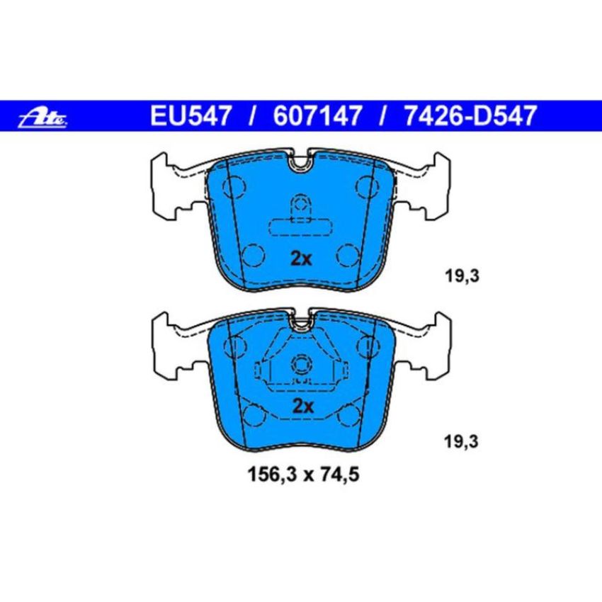 ATE 607147 ATE Original Semi-Metallic Front Disc Brake Pad Set 607147 for BMW