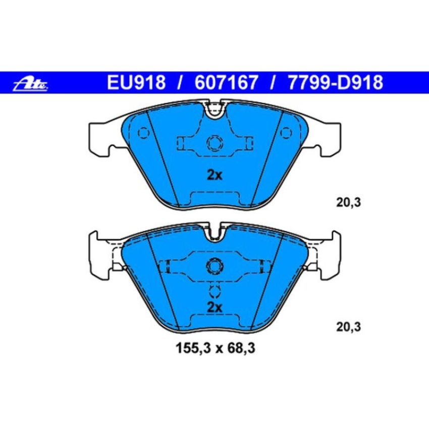 ATE 607167 ATE Original Semi-Metallic Front Disc Brake Pad Set 607167 for BMW