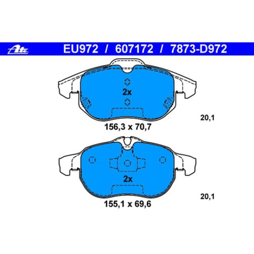 ATE 607172 ATE Original Semi-Metallic Front Disc Brake Pad Set 607172 for Saab