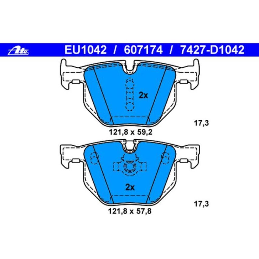 ATE 607174 ATE Original Semi-Metallic Rear Disc Brake Pad Set 607174 for BMW
