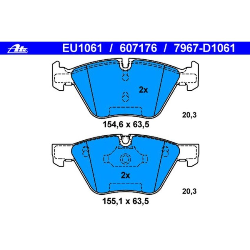 ATE 607176 ATE Original Semi-Metallic Front Disc Brake Pad Set 607176 for BMW