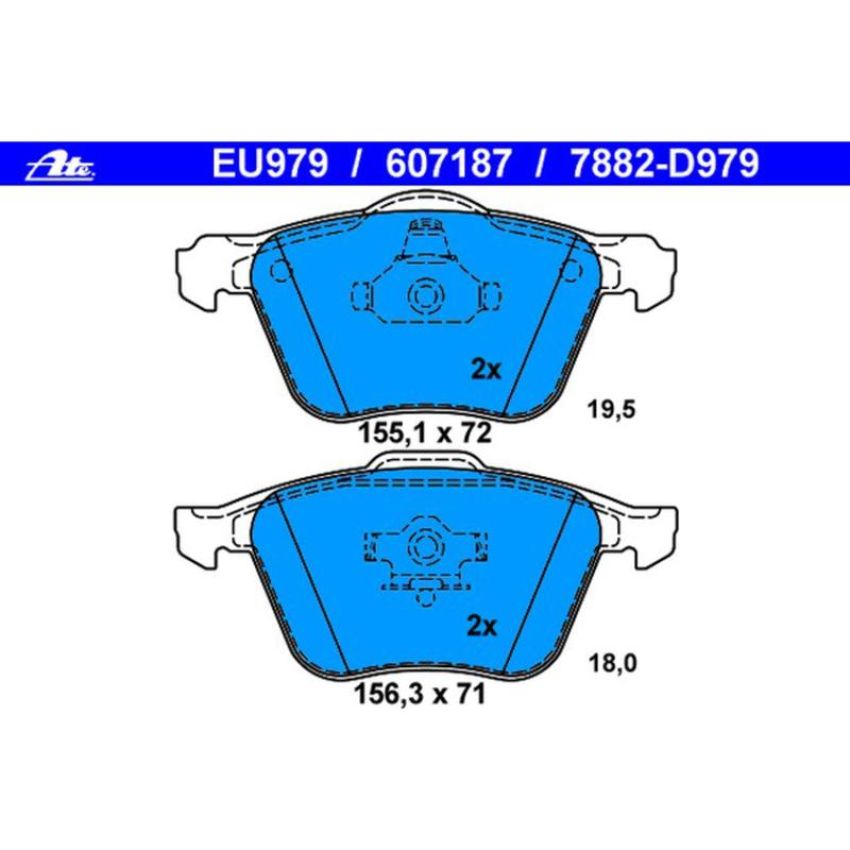 ATE 607187 ATE Original Semi-Metallic Front Disc Brake Pad Set 607187 for Volvo