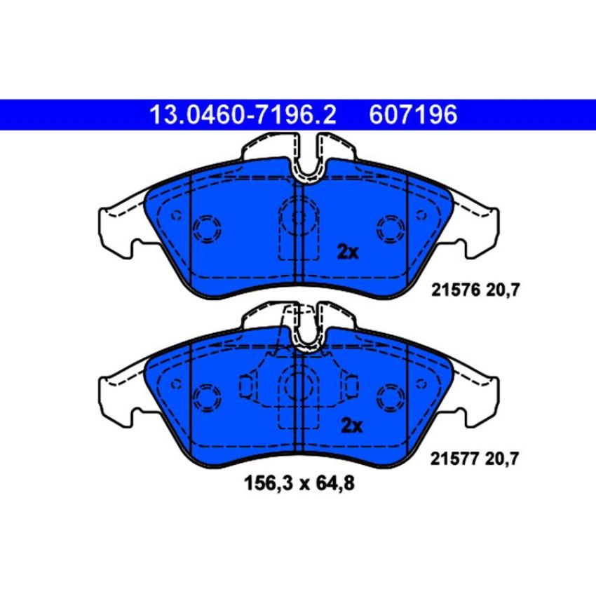ATE 607196 ATE Semi-Metallic Front Disc Brake Pad Set 607196 for Dodge, Freightliner